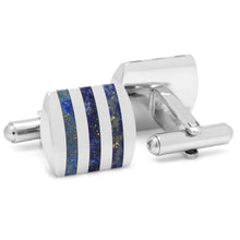 Load image into Gallery viewer, Stainless Steel Striped Lapis Cufflinks

