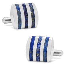 Load image into Gallery viewer, Stainless Steel Striped Lapis Cufflinks
