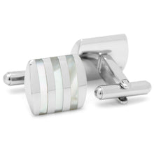 Load image into Gallery viewer, Stainless Steel Striped Mother of Pearl Cufflinks
