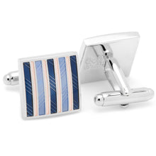 Load image into Gallery viewer, Pink and Navy Striped Square Cufflinks
