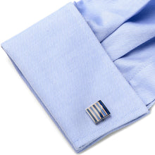 Load image into Gallery viewer, Pink and Navy Striped Square Cufflinks
