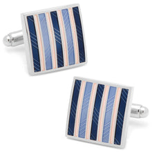 Load image into Gallery viewer, Pink and Navy Striped Square Cufflinks
