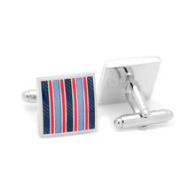 Load image into Gallery viewer, Red and Navy Striped Square Cufflinks
