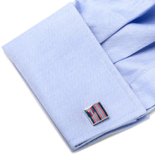 Load image into Gallery viewer, Red and Navy Striped Square Cufflinks
