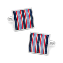 Load image into Gallery viewer, Red and Navy Striped Square Cufflinks
