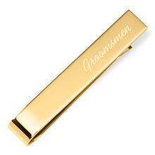 Load image into Gallery viewer, Wedding Title Engravable Gold Tie Bar
