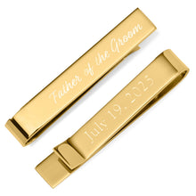 Load image into Gallery viewer, Wedding Title Engravable Gold Tie Bar
