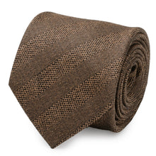Load image into Gallery viewer, Tan Tweed Striped Linen Men's Tie
