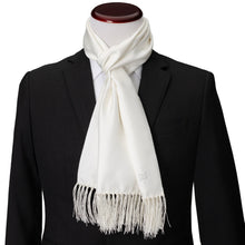 Load image into Gallery viewer, White Silk Tuxedo Scarf
