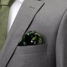 Load image into Gallery viewer, Leaf Watercolor Black Pocket Square
