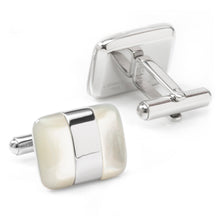 Load image into Gallery viewer, Silver Wrapped White Mother of Pearl Cufflinks
