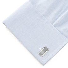 Load image into Gallery viewer, Silver Rectangular Cufflink with Gray Cats Eye
