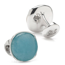 Load image into Gallery viewer, Sterling Silver Classic Formal Aquamarine Jade Cufflinks

