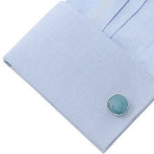 Load image into Gallery viewer, Sterling Silver Classic Formal Aquamarine Jade Cufflinks
