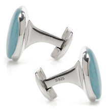 Load image into Gallery viewer, Sterling Silver Classic Formal Aquamarine Jade Cufflinks
