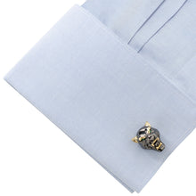 Load image into Gallery viewer, Sterling Silver Black and 14K Gold Vermeil Panther Cufflinks
