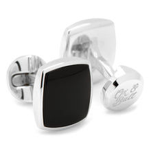 Load image into Gallery viewer, Sterling Silver Classic Cushion Onyx Cufflinks

