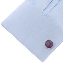 Load image into Gallery viewer, Sterling Silver Classic Formal Amethyst Cufflinks
