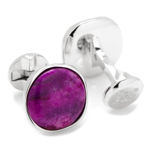 Load image into Gallery viewer, Sterling Silver Classic Round Sugilite Nebula Cufflinks
