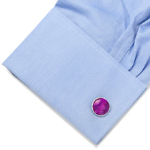 Load image into Gallery viewer, Sterling Silver Classic Round Sugilite Nebula Cufflinks
