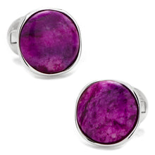 Load image into Gallery viewer, Sterling Silver Classic Round Sugilite Nebula Cufflinks
