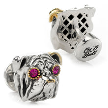 Load image into Gallery viewer, Sterling Silver with 14k Gold Vermeil Accent English Bulldog Cufflinks
