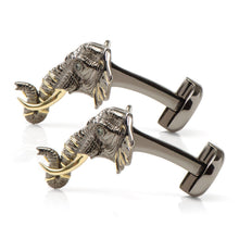Load image into Gallery viewer, Sterling Silver and 14K Gold Vermeil Elephant Cufflinks
