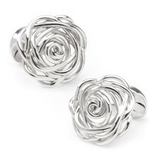 Load image into Gallery viewer, Sterling Silver Rhodium Plated Rose Cufflinks
