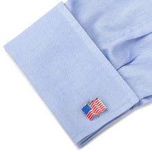 Load image into Gallery viewer, Sterling Silver Waving American Flag Cufflinks
