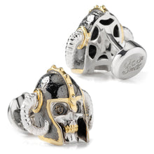 Load image into Gallery viewer, Sterling Silver with 14K Vermeil Gold Viking Helmet 3D Cufflinks
