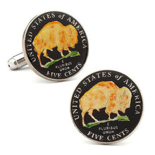 Load image into Gallery viewer, Hand Painted American Buffalo Nickel Coin Cufflinks

