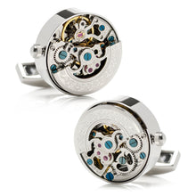 Load image into Gallery viewer, Silver Stainless Steel Kinetic Watch Movement Cufflinks
