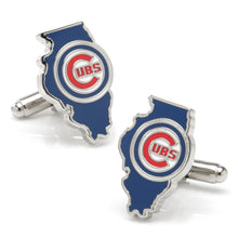 Load image into Gallery viewer, MLB Chicago Cubs State Shaped Cufflinks
