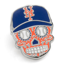 Load image into Gallery viewer, MLB New York Mets Sugar Skull Lapel Pin
