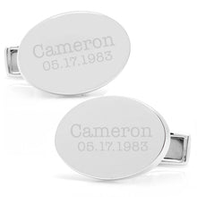 Load image into Gallery viewer, Engraved Precious Moments Sterling Silver Oval Cufflinks
