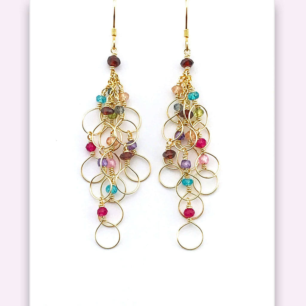 Rainbow Chain Loop Earrings
