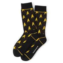 Load image into Gallery viewer, Star Trek Yellow Delta Shield Black Men's Socks
