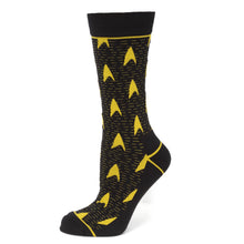 Load image into Gallery viewer, Star Trek Yellow Delta Shield Black Men's Socks
