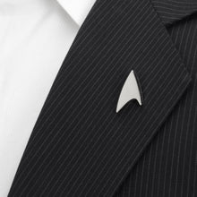 Load image into Gallery viewer, Star Trek Silver Delta Shield Lapel Pin
