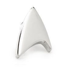 Load image into Gallery viewer, Star Trek Silver Delta Shield Lapel Pin
