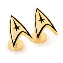 Load image into Gallery viewer, Star Trek Gold Plated Delta Shield Cufflinks
