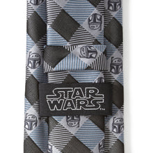 Load image into Gallery viewer, Star Wars Boba Fett Blue and Gray Plaid Tie
