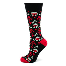 Load image into Gallery viewer, Star Wars Boba Fett and Mythosaur Black and Red Dress Socks and Crest Lapel Pin Gift Set
