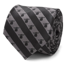 Load image into Gallery viewer, Star Wars Grogu Black and Gray Striped Tie
