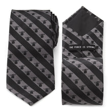 Load image into Gallery viewer, Star Wars Grogu Black and Gray Striped Tie
