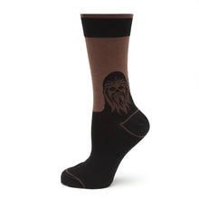 Load image into Gallery viewer, Star Wars Chewbacca Brown and Black Dress Socks and Rebel Alliance Starbird Crest Lapel Pin Gift Set
