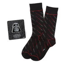 Load image into Gallery viewer, Star Wars Darth Vader LIGHTSABER Black Socks and Lapel Pin Gift Set
