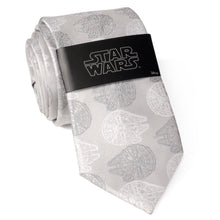 Load image into Gallery viewer, Star Wars Millennium Falcon White and Gray Checkered Tie
