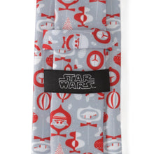 Load image into Gallery viewer, Star Wars Mandalorian and Grogu Gray and Red Holiday Tie
