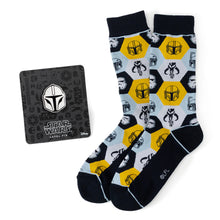 Load image into Gallery viewer, Star Wars Mandalorian and Mythosaur Dress Socks and Lapel Pin Gift Set
